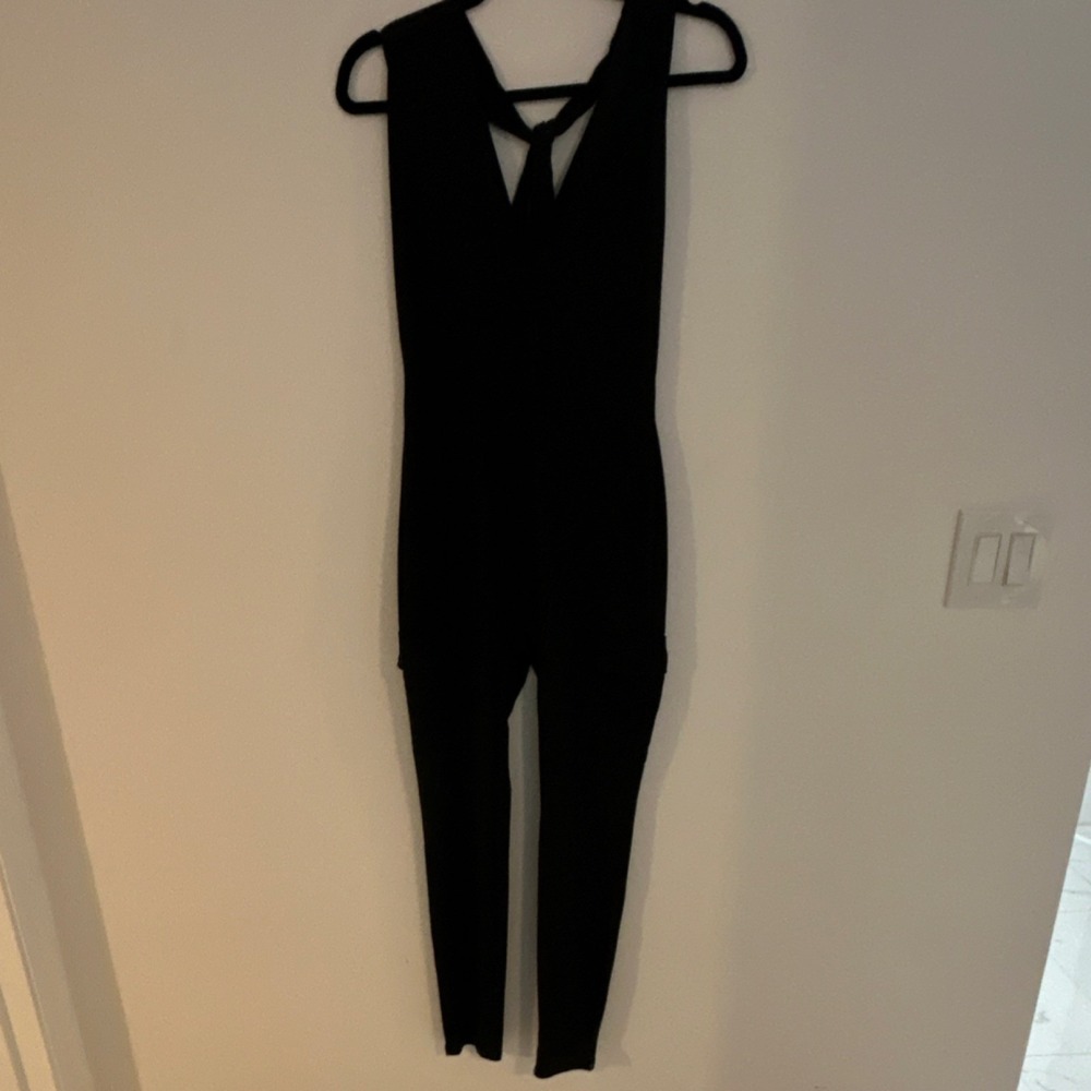 Women's‎ Black Sleeveless Tie-Back Jumpsuit w/ Pockets, M